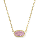 Elisa Luxe Short Pendant Necklace in Light Pink CZ