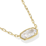 Elisa Luxe Short Pendant Necklace in White CZ