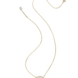 Elisa Pave Frame Short Pendant Necklace in Gold Ivory Mother-Of-Pearl Love Script