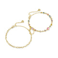 Mini Elisa Gold Abbie Set of 2 Delicate Chain Bracelets in Pink Mix – Kendra Scott main image 0
