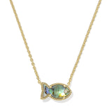 Parker Fish Short Pendant Necklace in Abalone Shell
