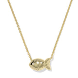 Parker Fish Short Pendant Necklace in Abalone Shell
