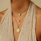 Mandala Pendant Necklace in Mother of Pearl