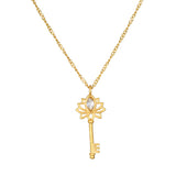 Lotus Key Necklace in White Topaz