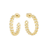 Pave Julian Chain Hoops 1" in Gold