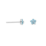 Dainty Flower 0.167 ct tw Blue Lab-Grown Diamond Studs in Rhodium