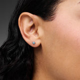 Dainty Flower 0.167 ct tw Blue Lab-Grown Diamond Studs in Rhodium