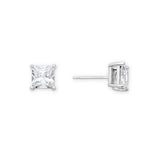 Tatum Square Studs in Silver & CZ