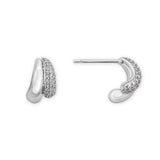 Rory Pave Double Huggies in Silver