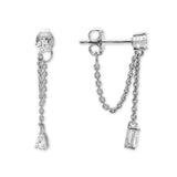 Stone Chain Delicate Drops in Silver & CZ