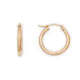 Everyday Textured 17mm 14K Solid Yellow Gold Hoop