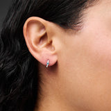 Parker 0.167 ct tw Round Blue Lab-Grown Diamond Huggie in Rhodium