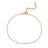 Sideways Initial Bracelet in 14k Gold Plating