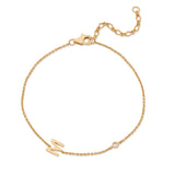 Sideways Initial Bracelet in 14k Gold Plating