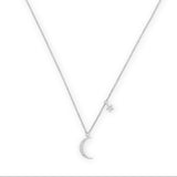 Moon and Star Necklace in Silver