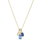 Blue Lab-Created Sapphire, Blue Topaz & Lab-Grown Diamond Pendant Necklace 1/5 ct tw 24K Yellow Gold Vermeil Sterling Silver 19"