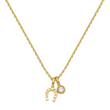 Horseshoe and Bezel 0.167 ct tw Lab-Grown Diamond Charm Necklace in 18k Gold Vermeil
