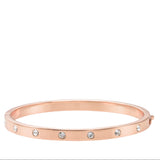 Set in Stone Hinged Bangle in 18k Rose Gold Plating & Clear