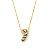Candy Cane Short Pendant Necklace in Red & Green Mix