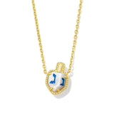 Dreidel Short Pendant Necklace in Gold Ivory Mother of Pearl