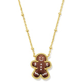 Gingerbread Short Pendant Necklace in Brown Goldstone